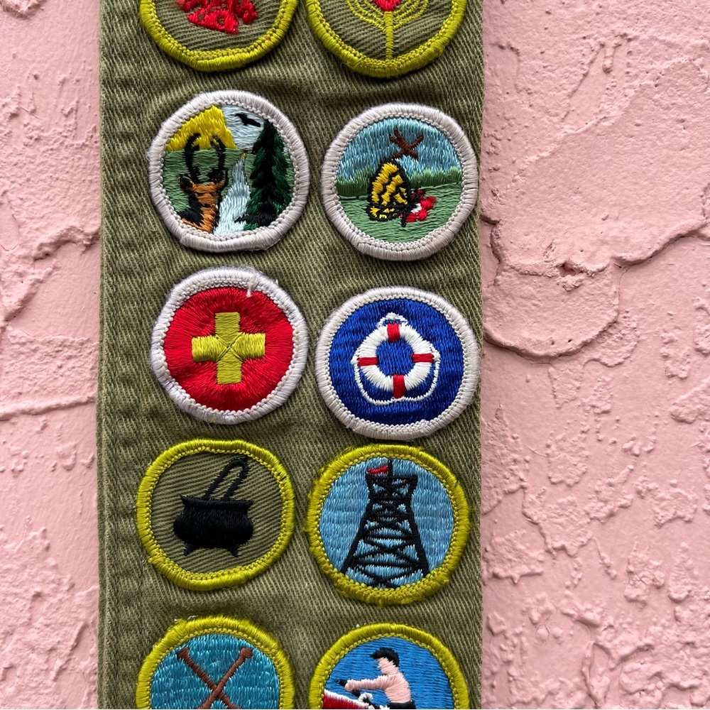 Vintage Boy Scouts of America Merit Badge Sash 60s 70s Flaw